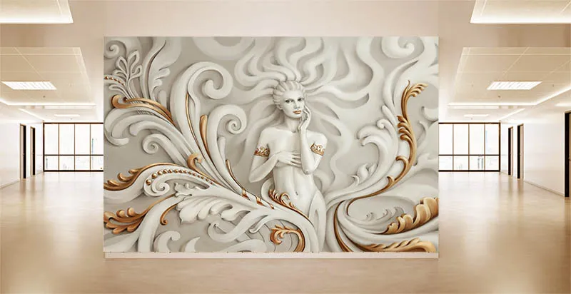 3D Modern Kabartma Kadın Desen Duvar Kağıdı 