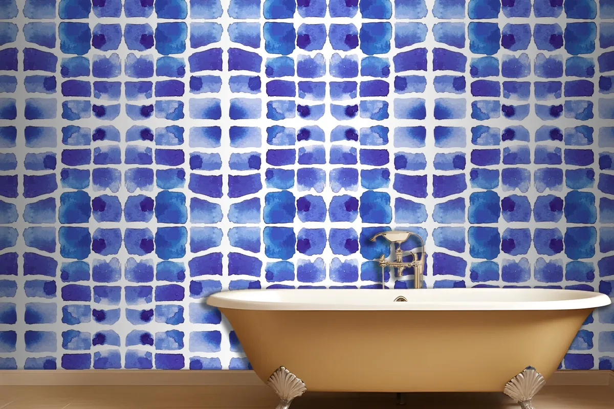 Suluboya Shibori Desenli Banyo Duvar Kağıdı