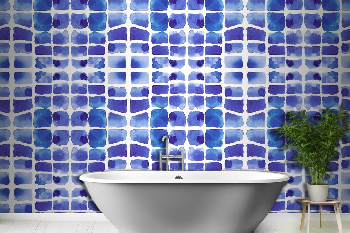 Suluboya Shibori Desenli Banyo Duvar Kağıdı