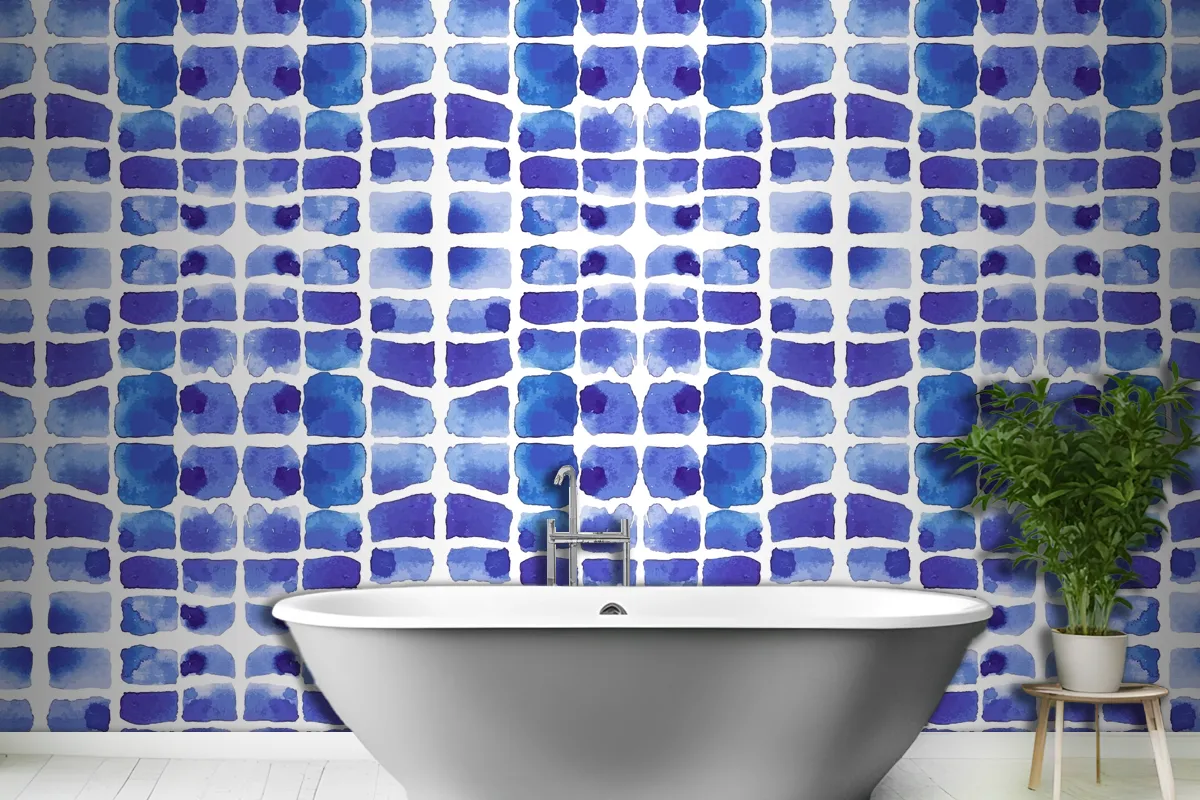 Suluboya Shibori Desenli Banyo Duvar Kağıdı