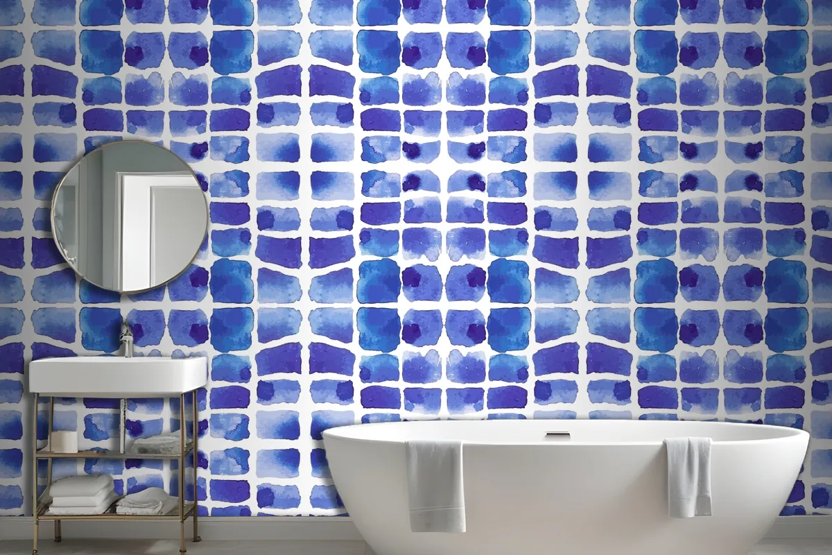 Suluboya Shibori Desenli Banyo Duvar Kağıdı